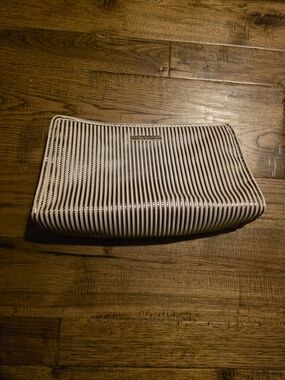 Vince Camuto Pink and Gold Striped Women’s toiletry cosmetic travel Bag